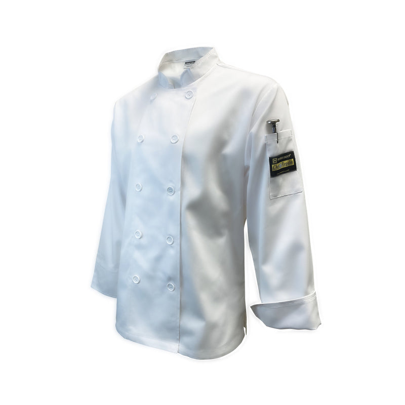 Thunder Group CJ406WHM Medium Chef Jacket French Cuffs Long Sleeve White