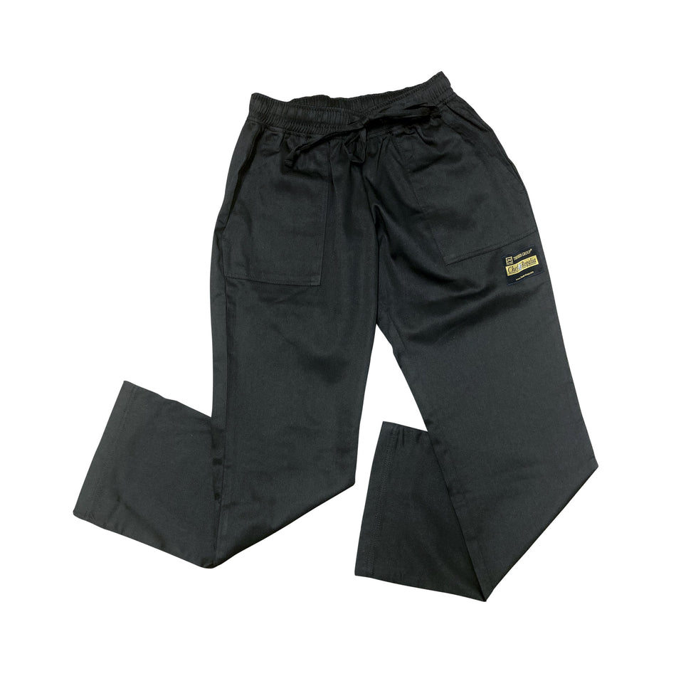 Thunder Group CP108BKS Small Women's Chef Pants Black 65/35 Poly/cotton