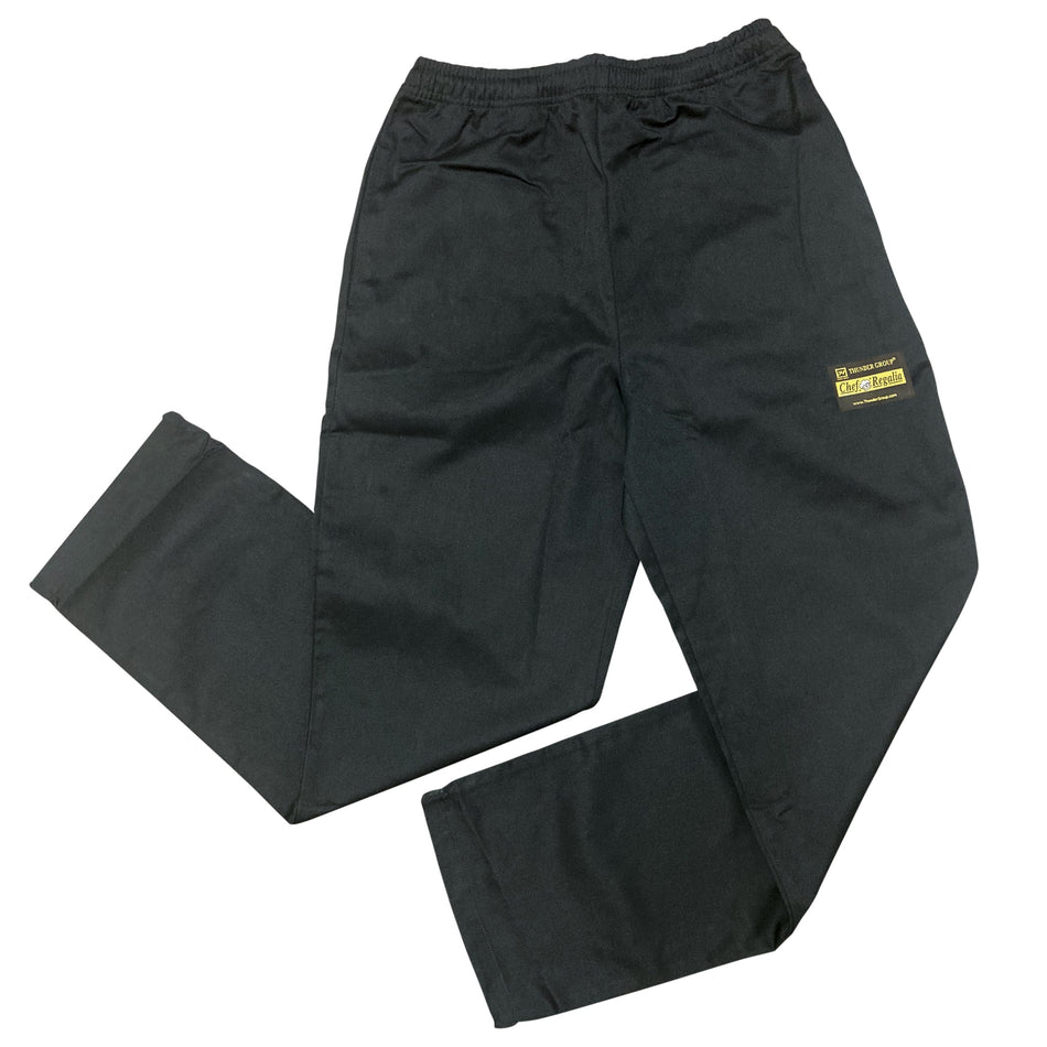 Thunder Group CP201BKXL X-large Chef's Pants Relaxed Fit Black Poly/cotton