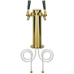 Micro Matic D4743DT-PVD 3 Inch Countertop Air Cooled Draft Beer Tower Brass Finish