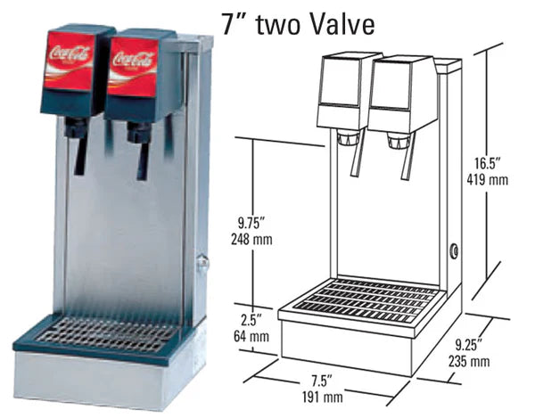 Lancer Tower 302 Dual Valve Island Base Stainless Steel Beverage Dispenser w/ LEV® Self-Serve Valves & Key Lock (24V)