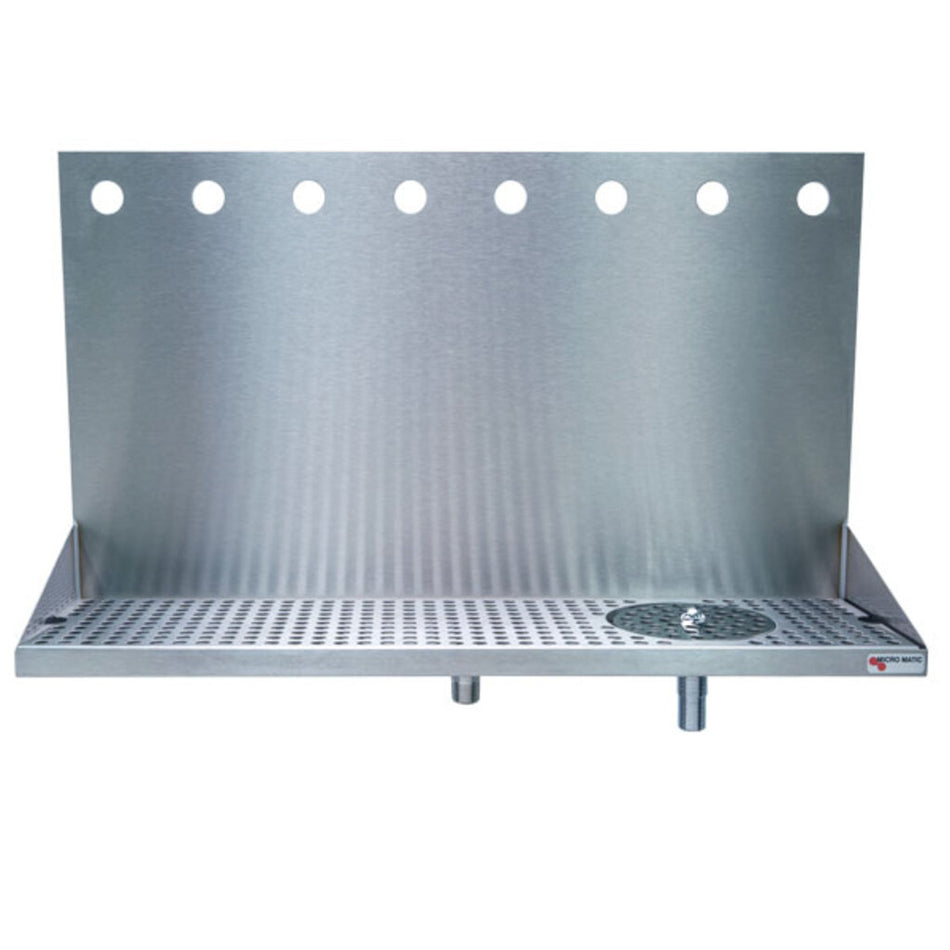 Micro Matic DP-322ELD-8GR Wall Mount Drip Tray Trough w/ Glass Rinser & 1/2" Drain - 24"W x 6 3/8"D x 14"H, Stainless Steel