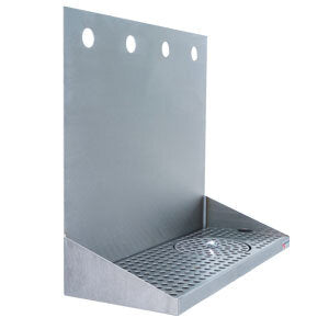 Micro Matic DP-322LD-4GR 16 Inch Wall Mount Drip Tray Trough with Glass Rinser Stainless Steel