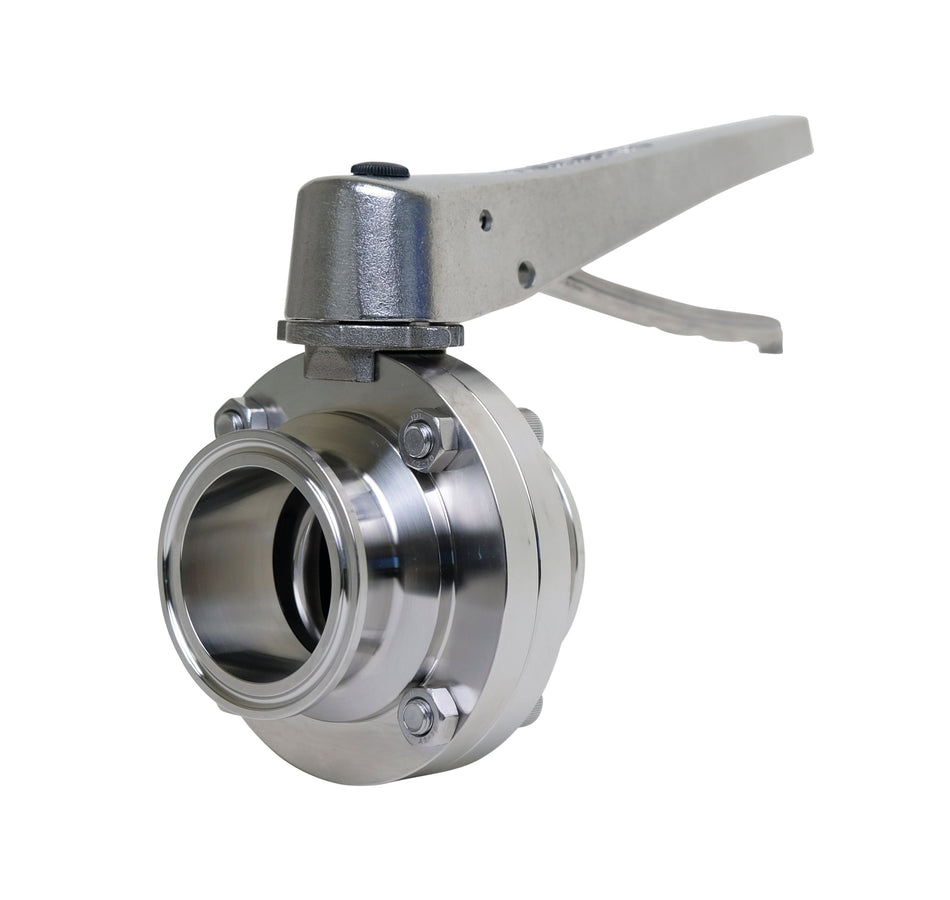 2.5" Clamp Butterfly Valve Stainless Trigger Handle - VITON (BFVTC-TS)  - T304 Stainless Steel - Wayland Industries - W4BFVTC-V-25-TS
