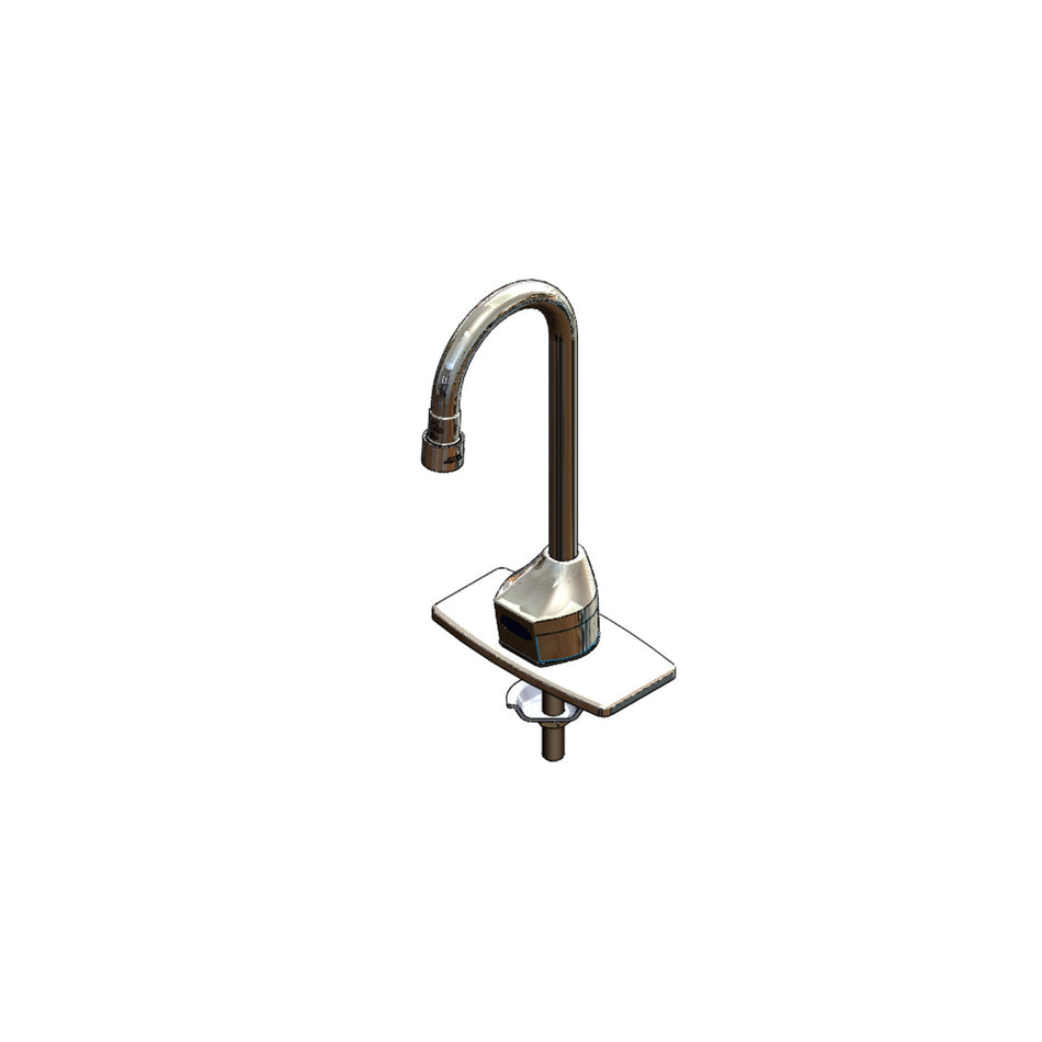 ChekPoint Elec Faucet, Deck Mount, Gooseneck, AC/DC, 0.5 gpm VR Outlet, 4" DeckPlate, TMV