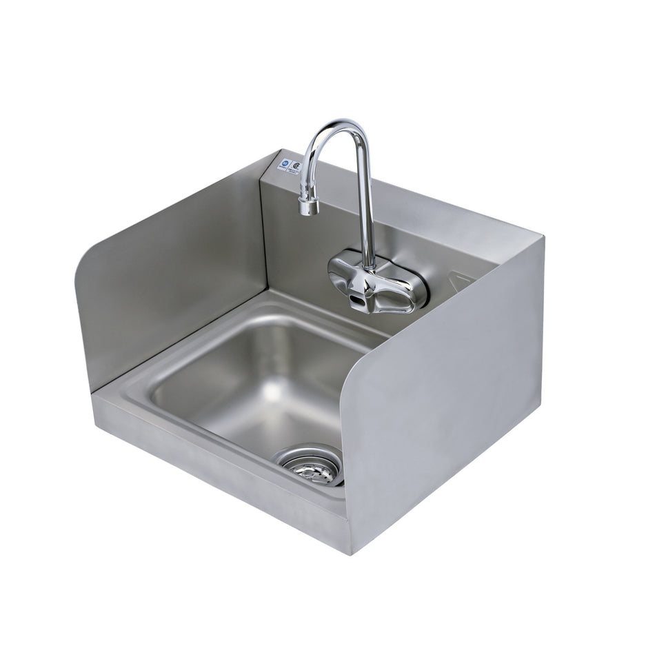 Sink Package: Hand Wash Sink w/ Side Splash Shields & Drain Assembly & EC-3105-HG Sensor Faucet