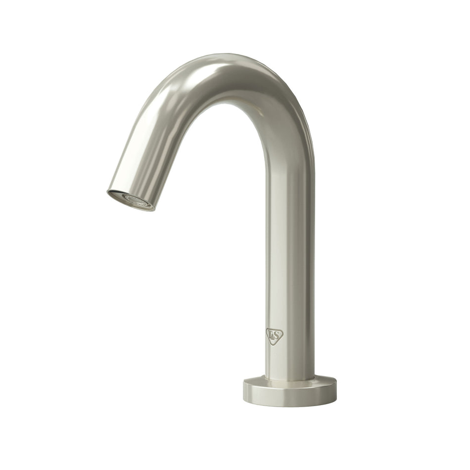 WaveCrest Gooseneck Sensor Lavatory Faucet, Single Hole Deck Mount, Brushed Nickel, 0.5 GPM / 1.9 LPM VR Hidden Spray Device