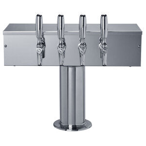 Micro Matic DS-354-PSSKR 20 Inch Countertop Glycol Cooled Draft Beer Tower Stainless Steel with Four Faucets