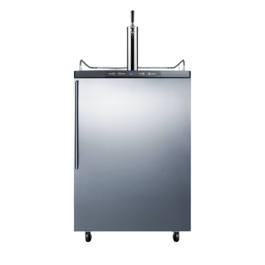 24" Commercial Built in or Freestanding Single Tap Beer Dispenser with 5.6 cu. ft. Capacity, Casters, 100% CFC Free, CARB Compliant, Digital Thermostat and Automatic Defrost in Stainless Steel - SBC635MBI7SSHV