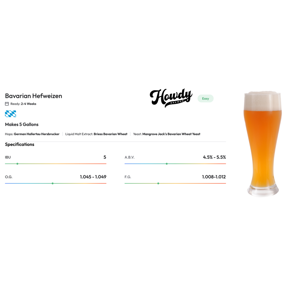5 Gallon Bavarian Hefeweizen Extract Homebrew Beer Recipe Kit