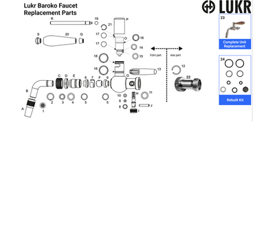 Lukr Baroko Faucet Replacement Parts Diagram