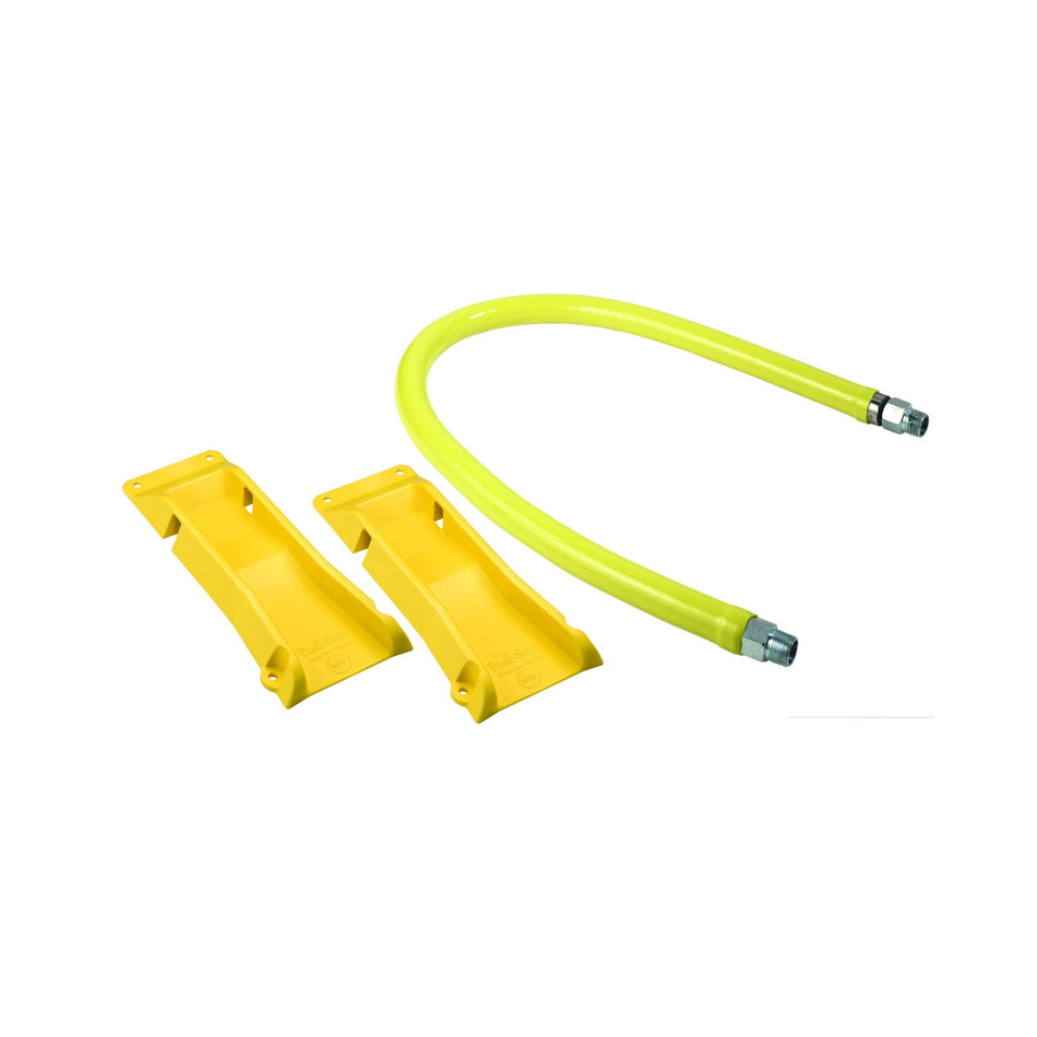 T&S Brass HG-2C-48-PS 1/2" NPT x 48" L Gas Connector Hose - Male/Male & Appliance Locating Device