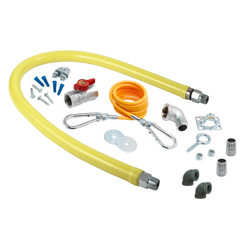 T&S Brass HG-2E-48K-FF 1" NPT x 48" L Gas Connector Kit - Female/Female & Restraining Cable