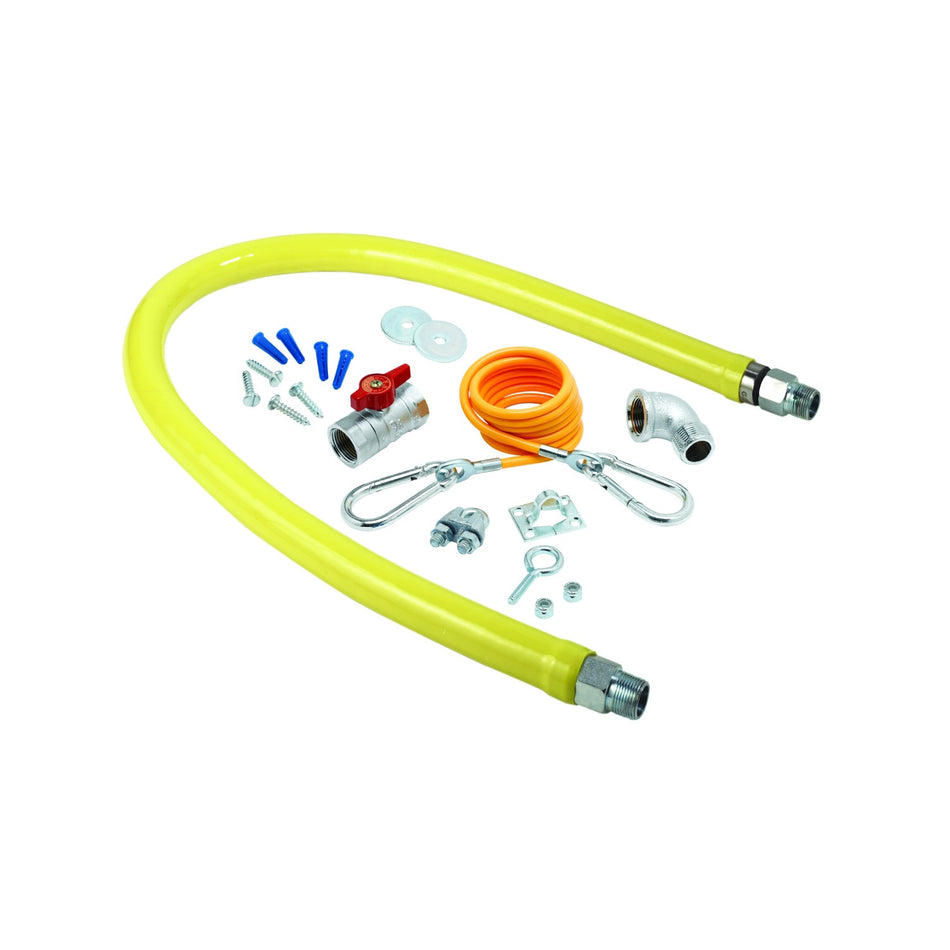 T&S HG-2E-72K 72" Gas Connector Kit w/ (1) 90° Elbow & Ball Valve - 1" Connection