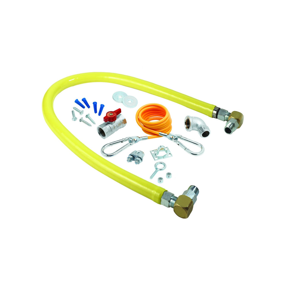T&S HG-2F-48SK 48" Gas Connector Kit w/ (2) SwiveLink Swivels & (1) 90° Elbow - 1 1/4" Connection