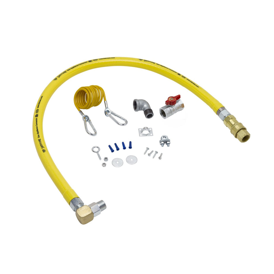 T&S Brass HG-4C-48SEL 1/2" NPT x 48" L Gas Connector Kit - SwiveLink, Quick Disconnect & Ball Valve