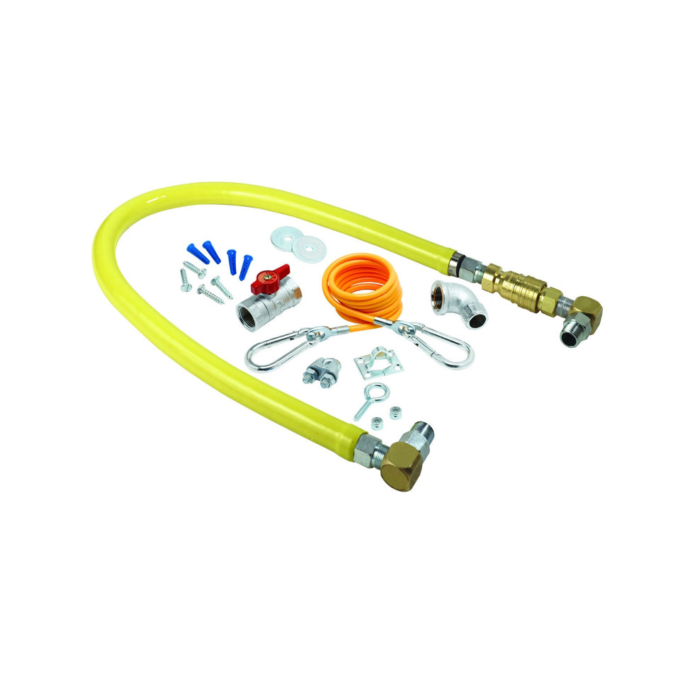 T&S Brass HG-4C-60SK 1/2" NPT x 60" L Gas Connector Kit - SwiveLink, Quick Disconnect & Install Kit