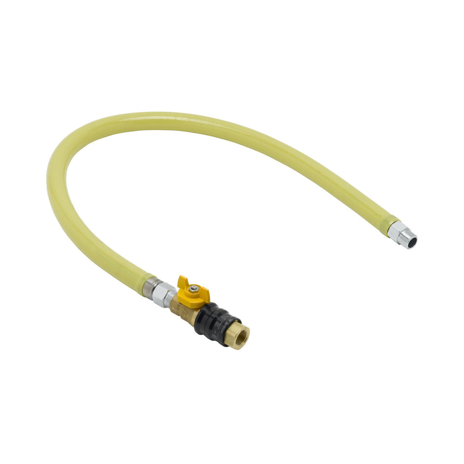 T&S Brass HG-4D-36G 3/4" NPT x 36" L Gas Connector Hose - Quick Disconnect & 90° Elbow