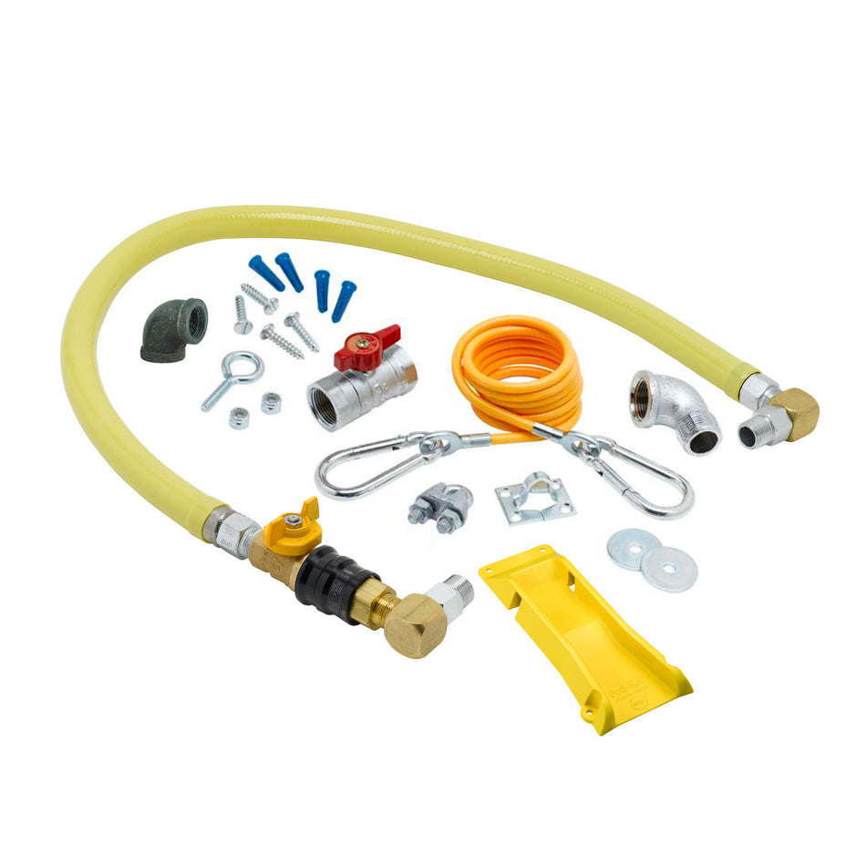 T&S HG-4D-48GS-K-PS 48" Gas Connector Hose w/ Quick Disconnect, SwiveLink Fittings, & (2) Posi-Set Devices