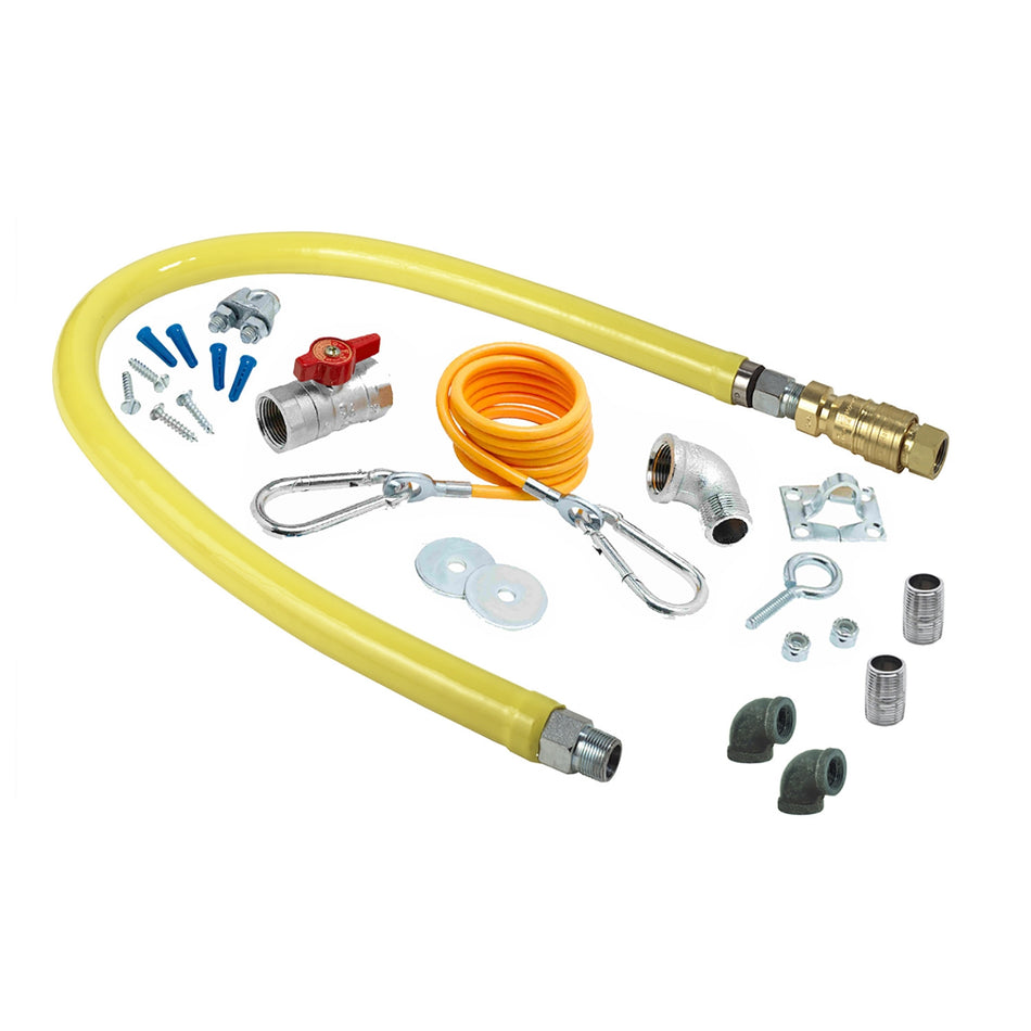 T&S HG-4D-48K-FF 48" Gas Connector Kit w/ Quick Disconnect & Cable Kit - 3/4" NPT