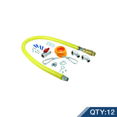 T&S Brass HG-4D-48K-M12 3/4" NPT x 48" L Gas Connector Master Pack - Quick-Disconnect & Kit (Qty 12)