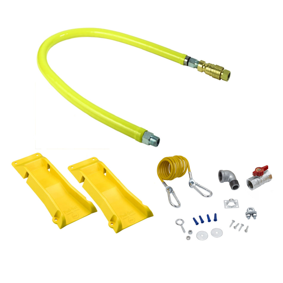 T&S Brass HG-4D-48SEL-PS 3/4" NPT x 48" L Gas Connector Kit - SwiveLink, Quick-Disconnect & Posi-Set