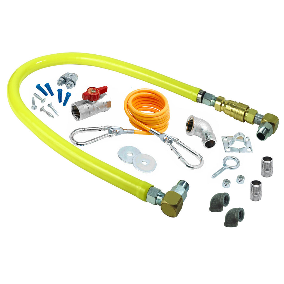 T&S HG-4D-48SK-FF 48" SwiveLink Gas Connector Kit w/ Quick Disconnect & Cable Kit - 3/4" NPT
