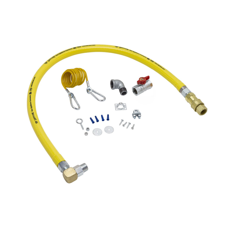 T&S Brass HG-4D-72SEL 3/4" NPT x 72" L Gas Connector Kit - SwiveLink, Quick-Disconnect & Ball Valve