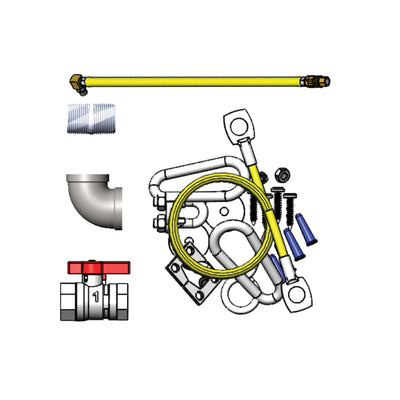 T&S Brass HG-4E-48SEL-FF 1" NPT x 48" L Gas Connector Kit - SwiveLink, Quick-Disconnect & FF Elbows