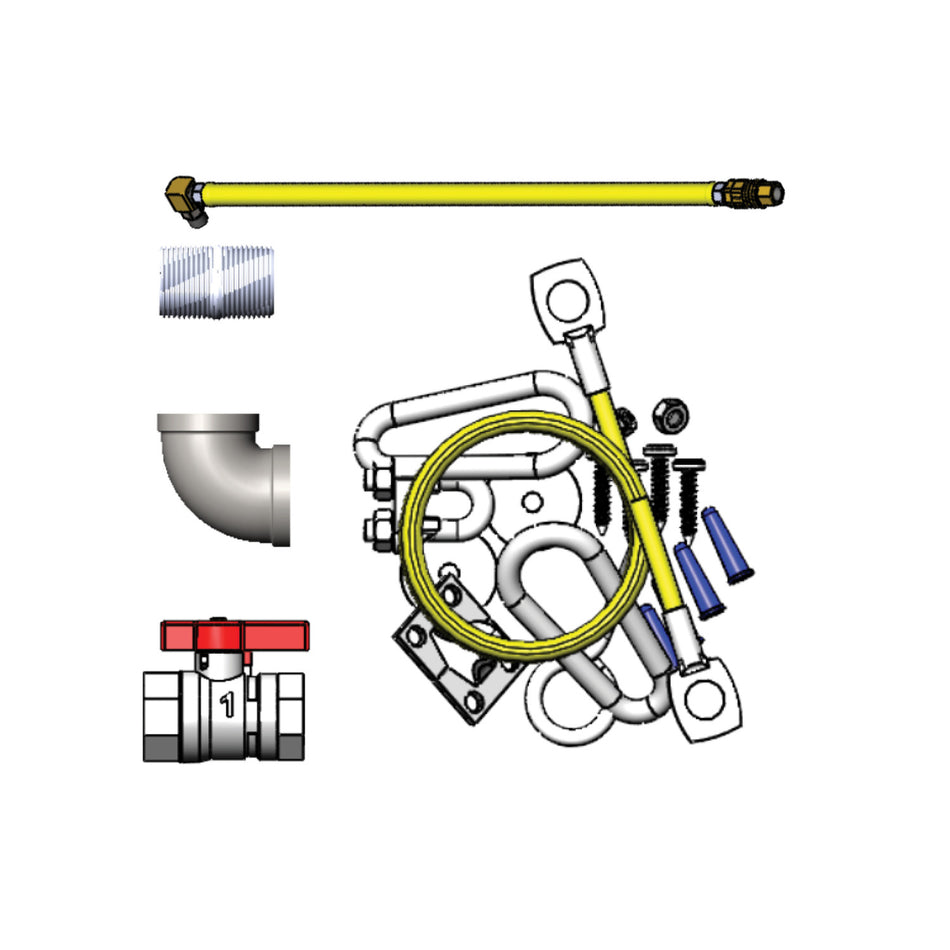 T&S Brass HG-4E-48SEL-FF 1" NPT x 48" L Gas Connector Kit - SwiveLink, Quick-Disconnect & FF Elbows