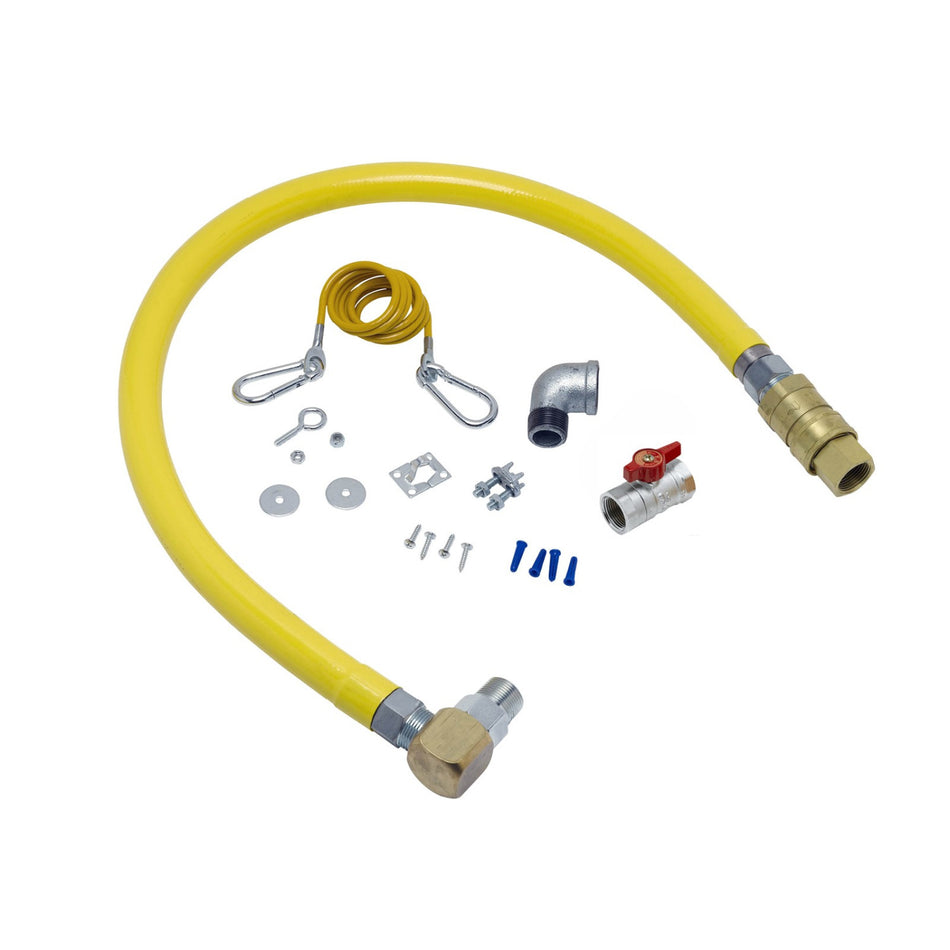 T&S HG-4E-48SEL 48" SwiveLink Gas Connector Hose w/ Quick Disconnect & Cable Kit - 1" NPT