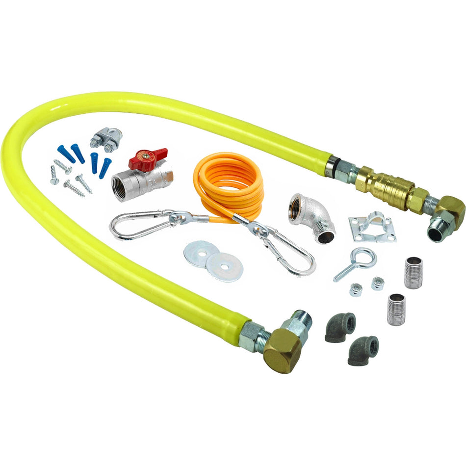 T&S HG-4F-36SK-FF 48" SwiveLink Gas Hose w/ Quick Disconnect & Cable Kit - 1 1/4" NPT