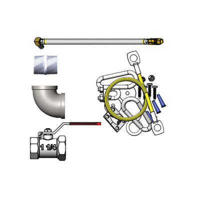 T&S Brass HG-4F-48SEL-FF 1-1/4" NPT x 48" L Gas Connector Kit - SwiveLink, Quick-Disconnect & FF Elbows