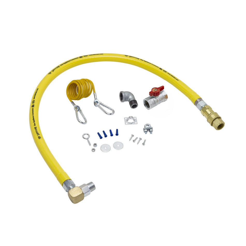 T&S Brass HG-4F-72SEL 1-1/4" NPT x 72" L Gas Connector Kit - SwiveLink, Quick-Disconnect, Ball Valve & Cable Kit