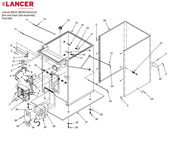 Lancer IBD22 IBD30 Electrical Box and Gear Sub-Assembly Post-Mix Parts Diagram