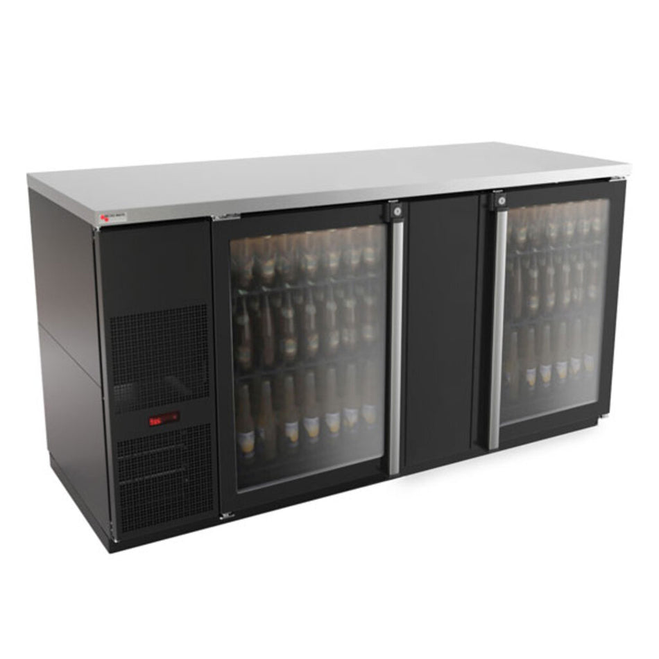 Micro Matic MBB68G-E 69 Inch Two-section Refrigerated Back Bar Cabinet with Glass Doors