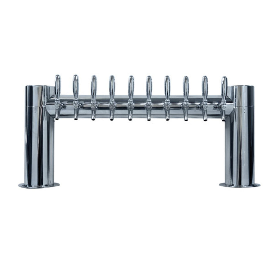 Micro Matic Metropolis "H" 10-Faucet Draft Beer Tower | Stainless Steel, Air-Cooled, Commercial Bar Tap System