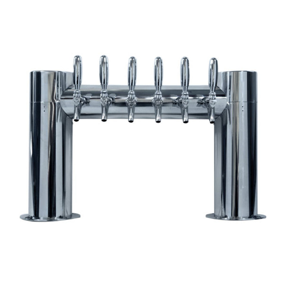 Micro Matic Metropolis "H" 6-Faucet Draft Beer Tower | Stainless Steel, Air-Cooled, Commercial Bar Tap System
