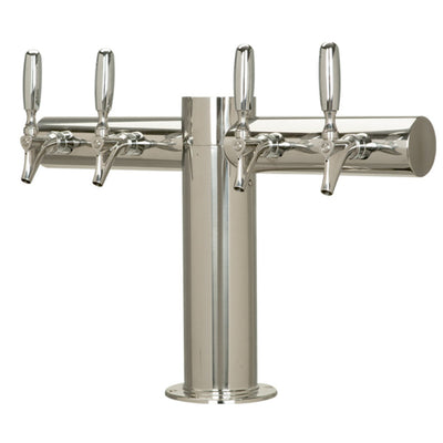 Micro Matic METRO-T-4PSSKR 24 Inch Countertop Glycol Cooled Draft Beer Tower Stainless Steel with 4 Faucets