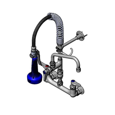 T&S Brass MPQ-8WLV-08-CR 8" Swing Nozzle 8" Wall Mount Mini Pre-Rinse - Vacuum Breaker & JeTSpray Valve