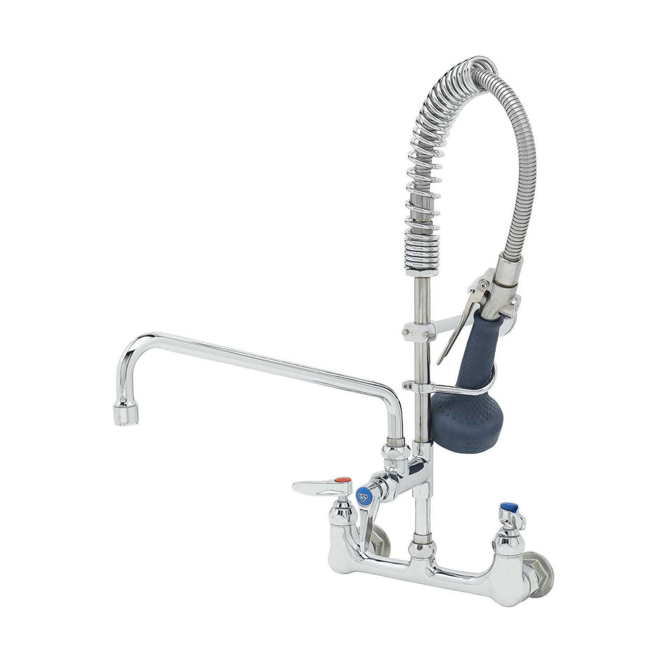 T&S Mini-PRU: 8" Wall Mount Faucet w/ B-0108, 12" Swing Nozzle, Lever Handles, & Wall Bracket Mini Pre-Rinse