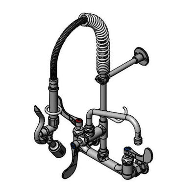 T&S Brass MPW-8WWN-08-CR 8" Swing Nozzle 8" Wall Mount Mini Pre-Rinse - Wrist Handles & Cerama