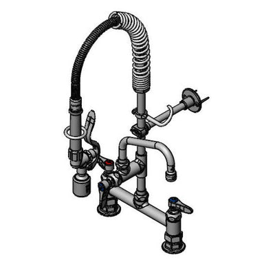 T&S Brass MPY-8DLN-06 6" Swing Nozzle 8" Deck Mount Mini Pre-Rinse - Lever Handles & S-0107-C Valve