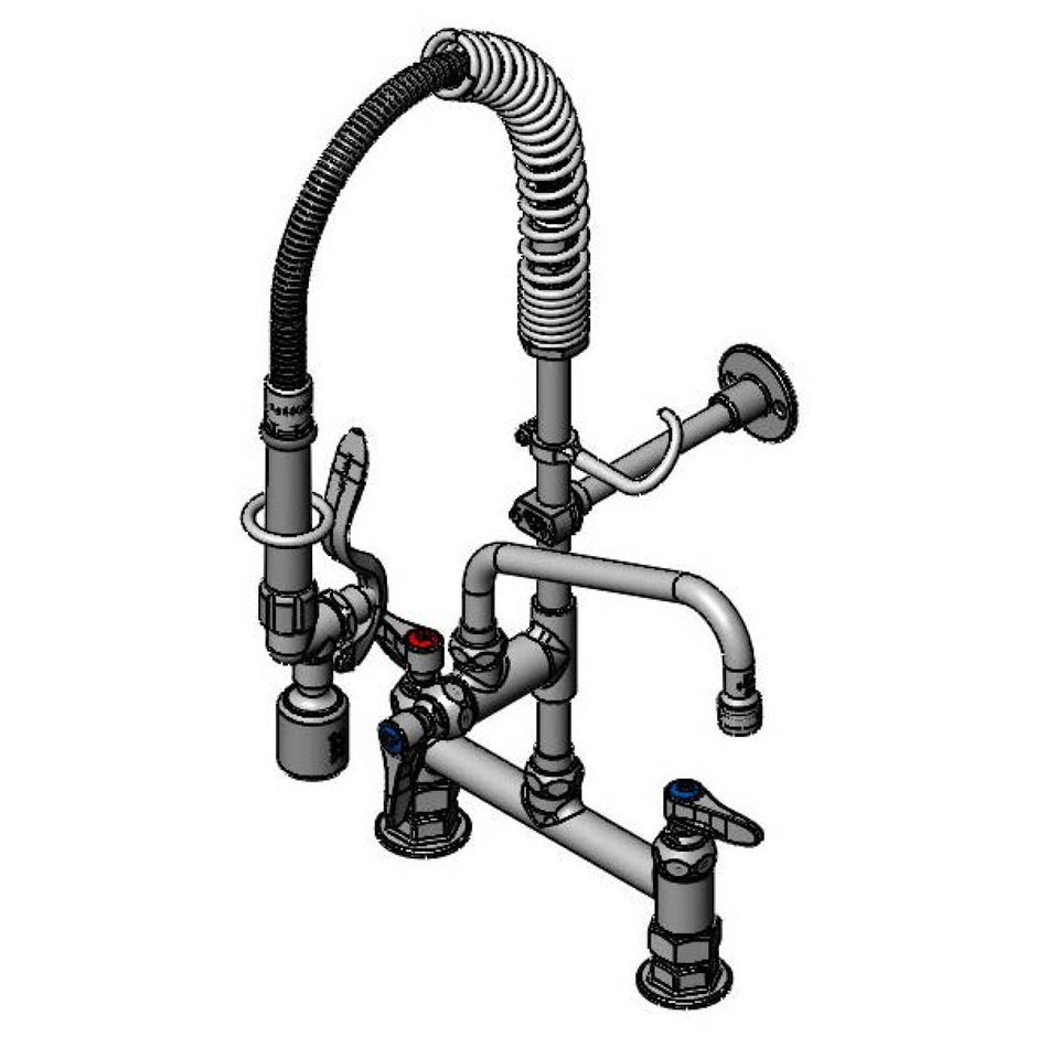 T&S Mini-Pre-Rinse unit w/ B-0107-C, 8" Swivel Nozzle, Lever Handles, Wall Bracket "MINI PRE-RINSE UNIT"