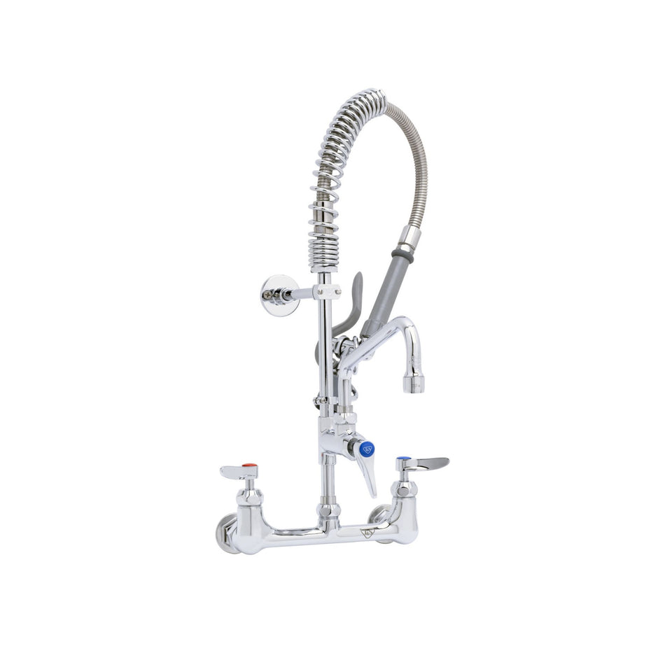 T&S Brass MPY-8WLN-08-CR 8" Swing Nozzle 8" Wall Mount Mini Pre-Rinse - Cerama Cartridges & Lever Handles