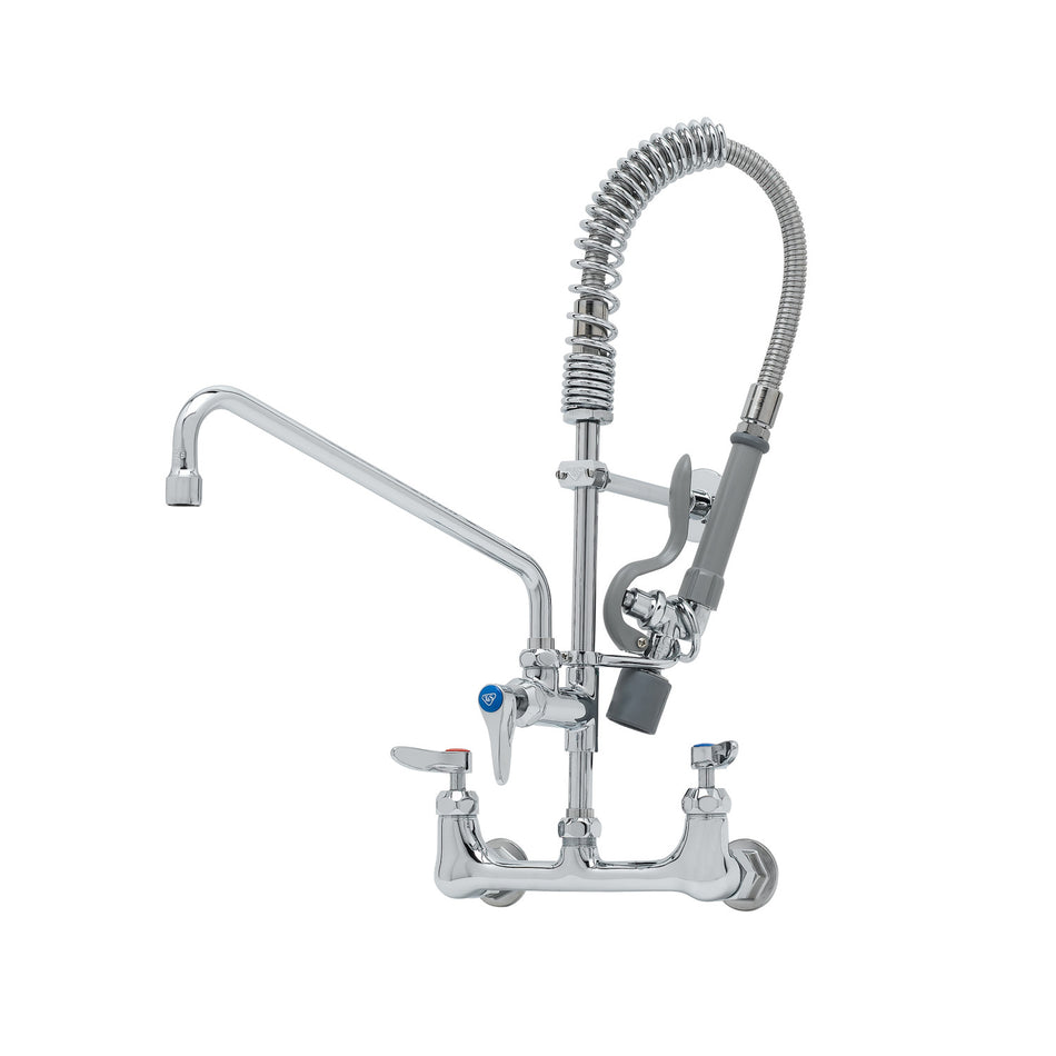 T&S Brass MPY-8WLN-12-CR 12" Swing Nozzle 8" Wall Mount Mini Pre-Rinse - Cerama Cartridges & Lever Handles