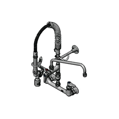 T&S Brass MPY-8WLV-12-CRT 12" Swing Nozzle 8" Wall Mount Mini Pre-Rinse - Vacuum Breaker & Accessory Tee
