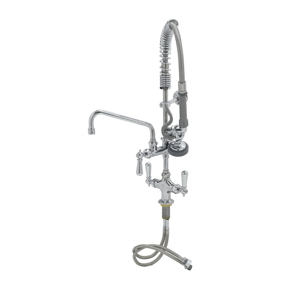 T&S Mini-PRU: B-0113 Style Base Faucet w/ B-0107, 8" Swing Nozzle, Ceramas, & Club Handles
