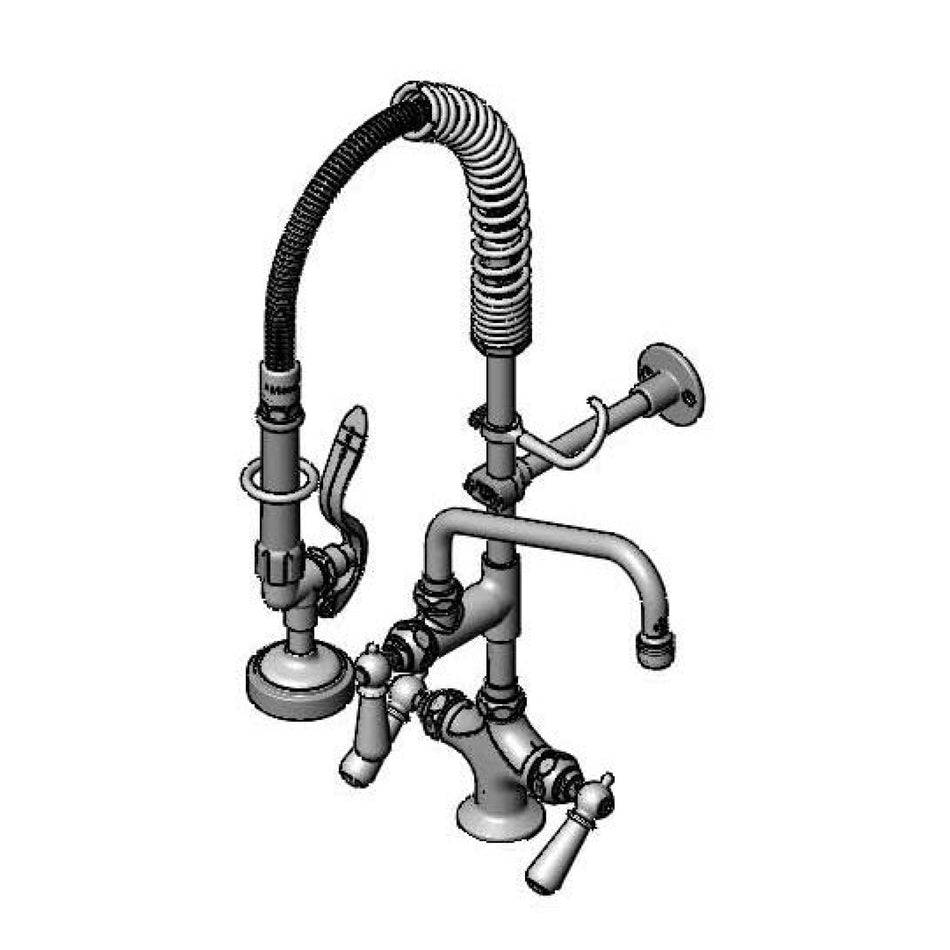 T&S Mini-Pre-Rinse unit: B-0113 w/ B-0107, 8" Swivel Nozzle, Eternas, & Club Handles "MINI PRE-RINSE"
