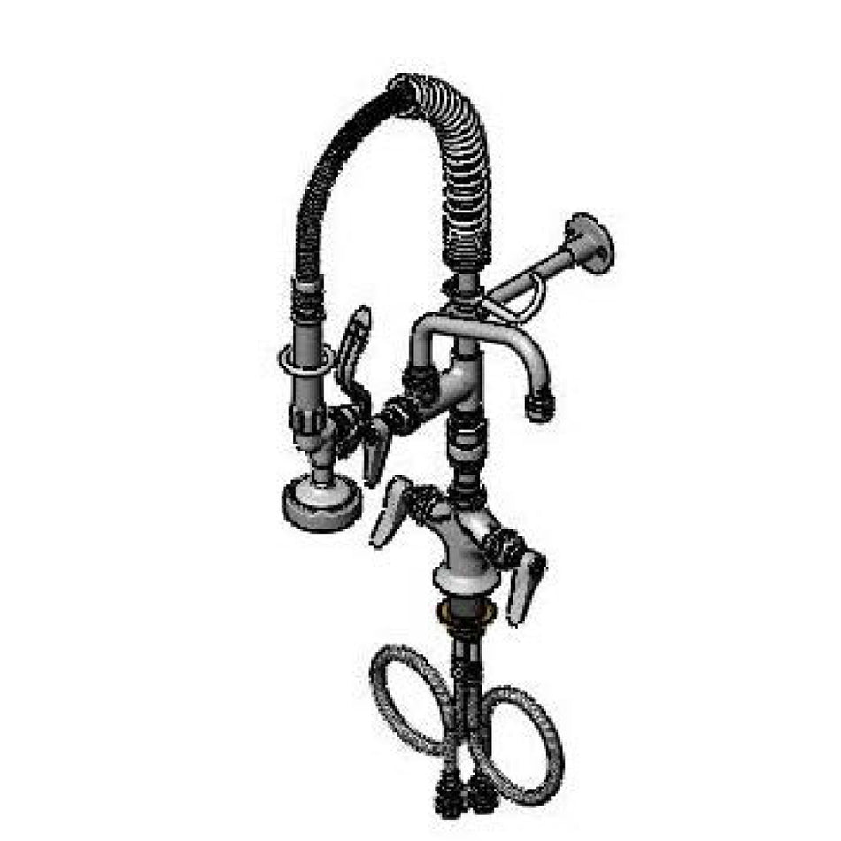 T&S Mini-PRU: Single Hole / Dual-Temp Base, Eternas, 6" Nozzle, B-0107, Vacuum Breaker